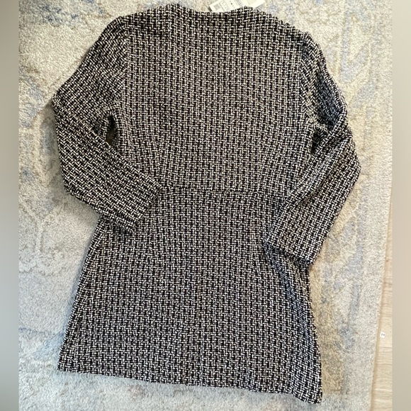 NWT ZARA TEXTURED DRESS WITH JEWEL BUTTON BLACK / ECRU 2120/240 - Picture 13 of 13